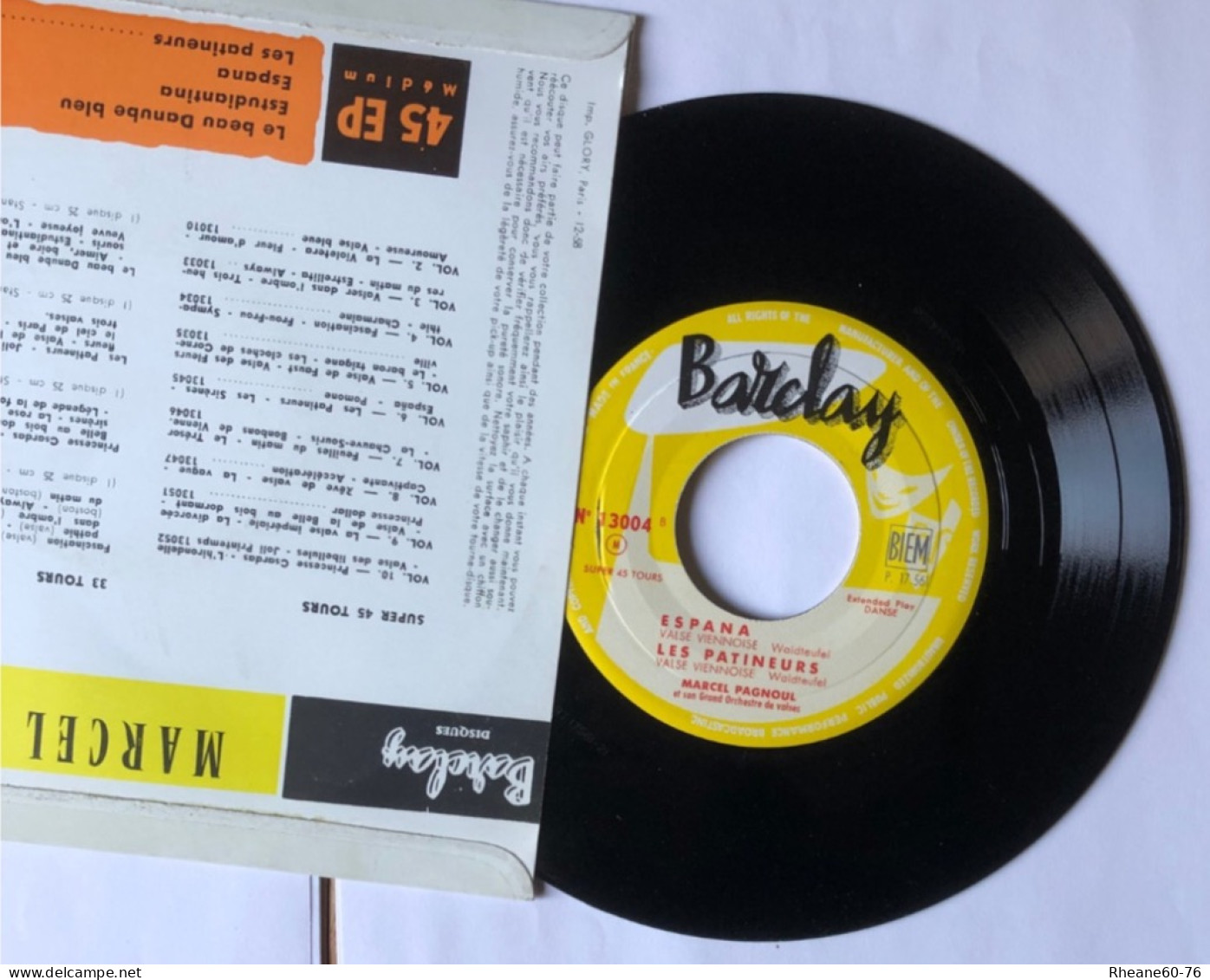 Barclay Disques 13004 Médium 45T EP - Volume 1 - Marcel Pagnoul Et Son Grand Orchestre Viennois - Formatos Especiales