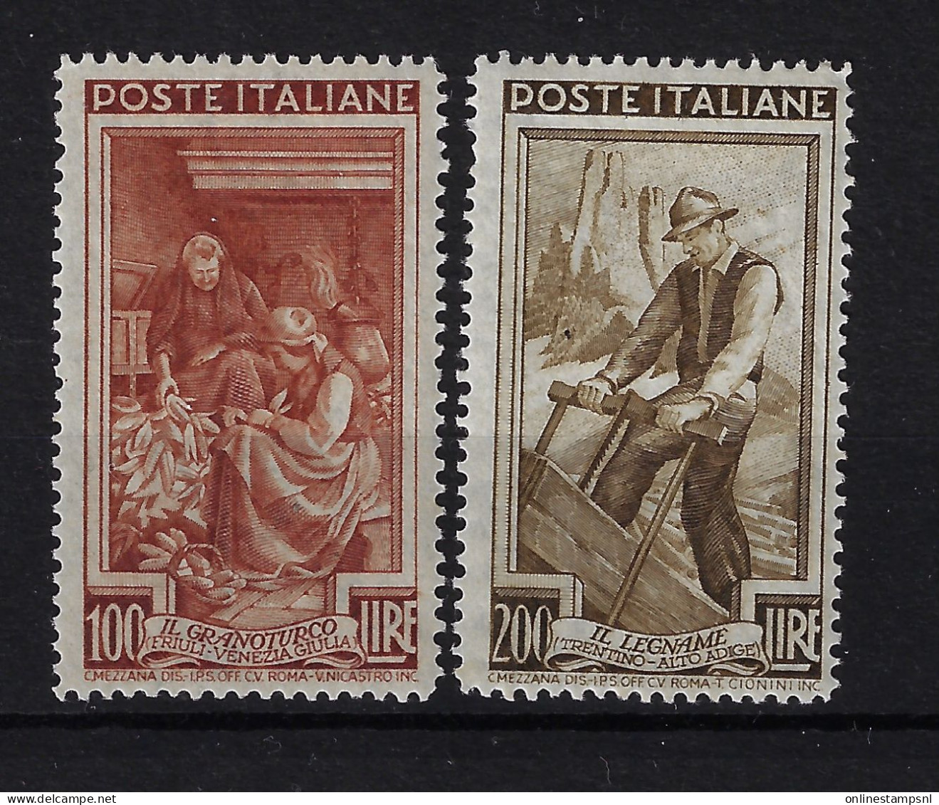 Italy: Mi Nr 824 - 825 Neuf Avec ( Ou Trace De) Charniere / MH/*  1950 - 1946-60: Mint/hinged