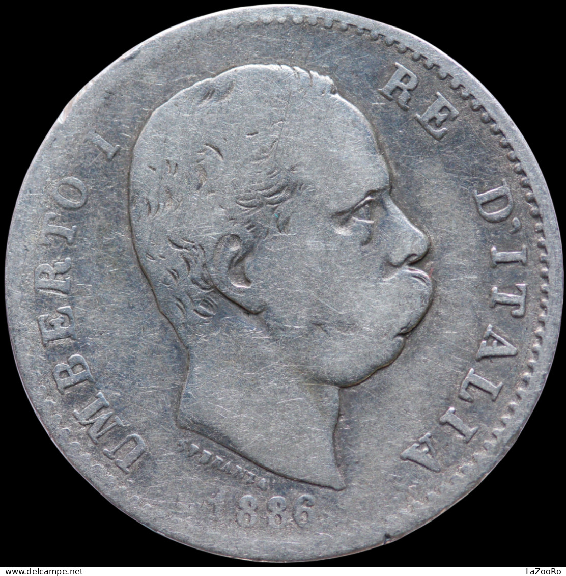 LaZooRo: Italy 1 Lira 1886  F / VF - Silver - 1878-1900 : Umberto I.