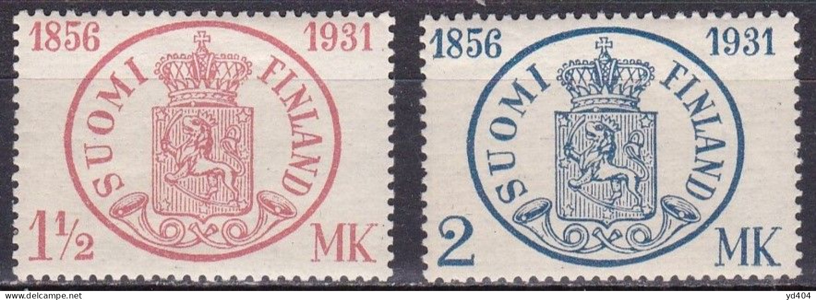 FI205 – FINLANDE – FINLAND – 1931 – ANNIV. OF FIRST STAMP – Y&T # 164/5 MNH 12,80 € - Neufs