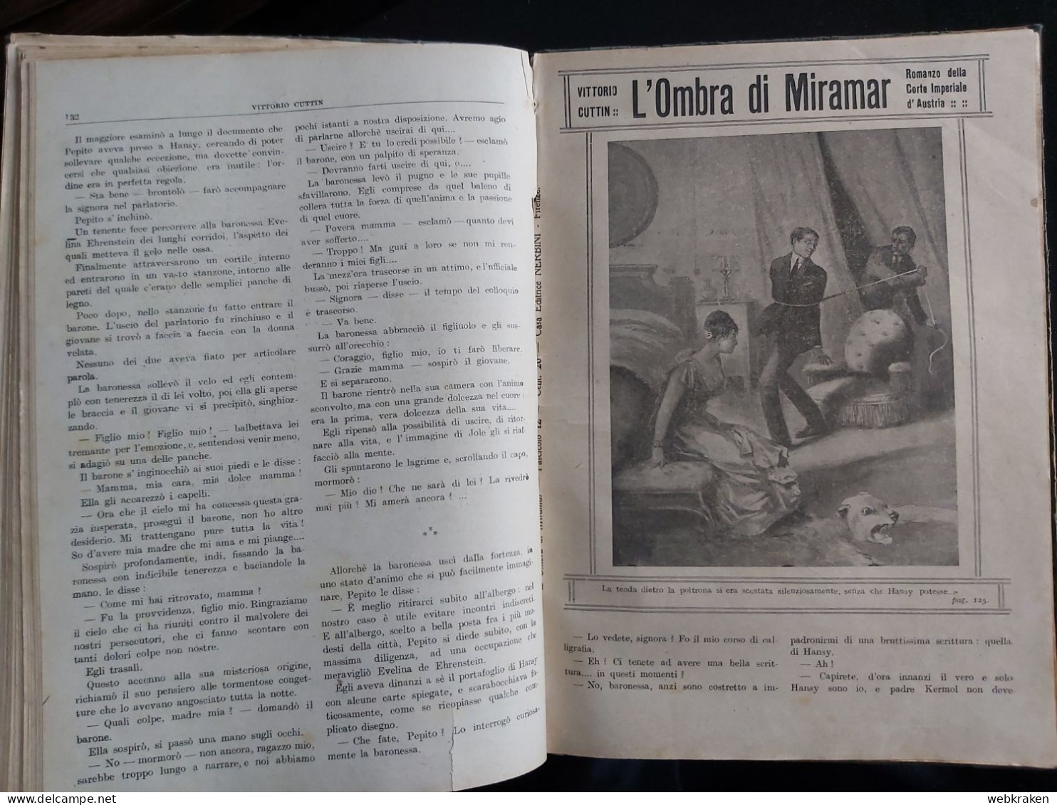 ROMANZO RIVISTE RILEGATE L'OMBRA DI MIRAMAR TRIESTE FRANCESCO GIUSEPPE VIENNA EDIZIONI NERBINI FIRENZE