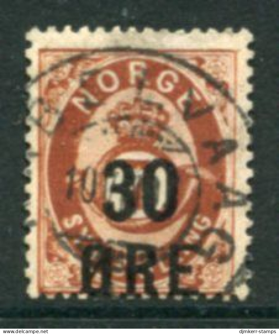 NORWAY 1906 Surcharge 30 Øre On Posthorn 7 Sk. Used.  Michel 65 - Usati