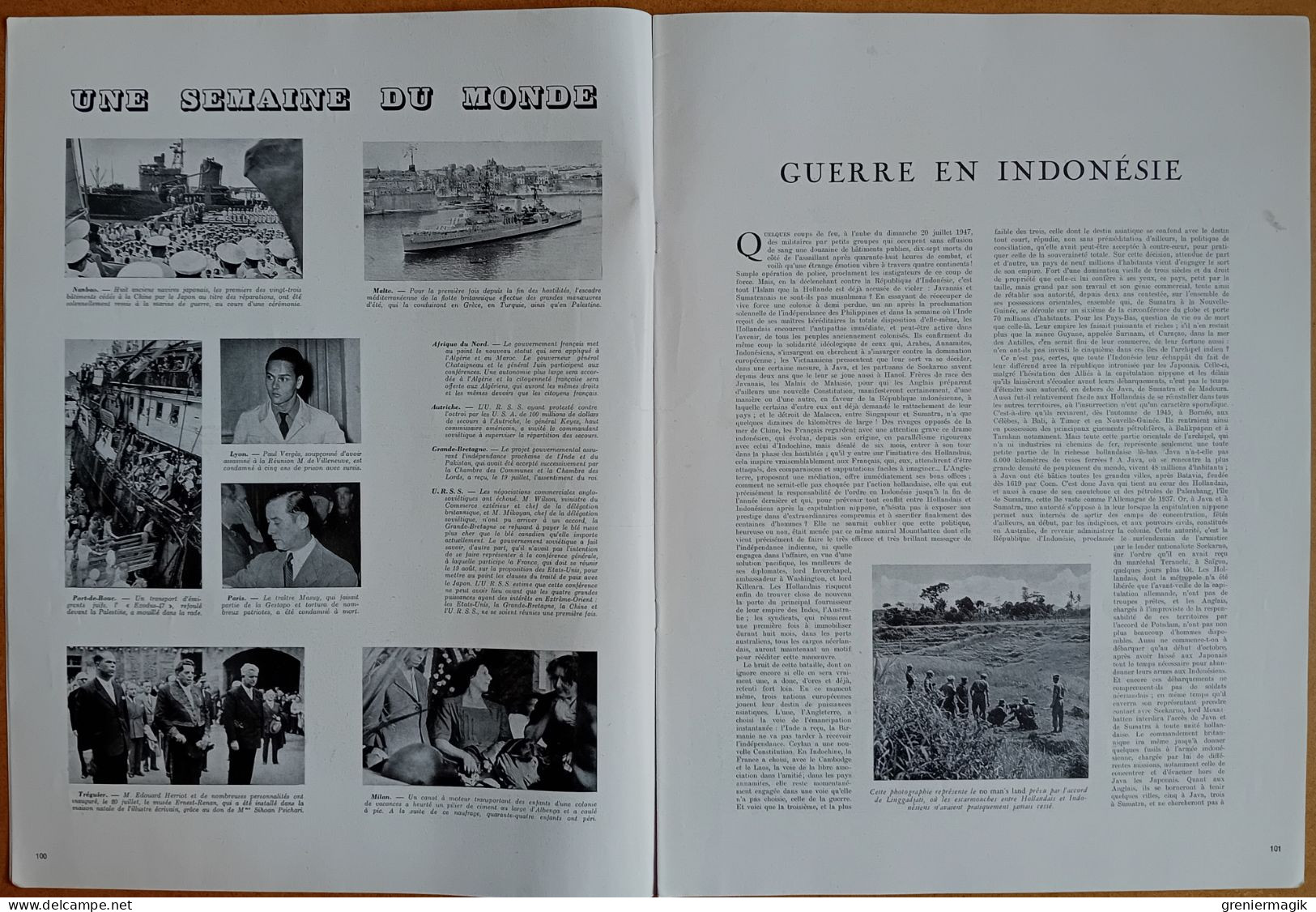 France Illustration N°96 02/08/1947 Circuit Breton/Guerre En Indonésie/En URSS/Antarctique/Birmanie/Balkans Liliu Maniu - General Issues