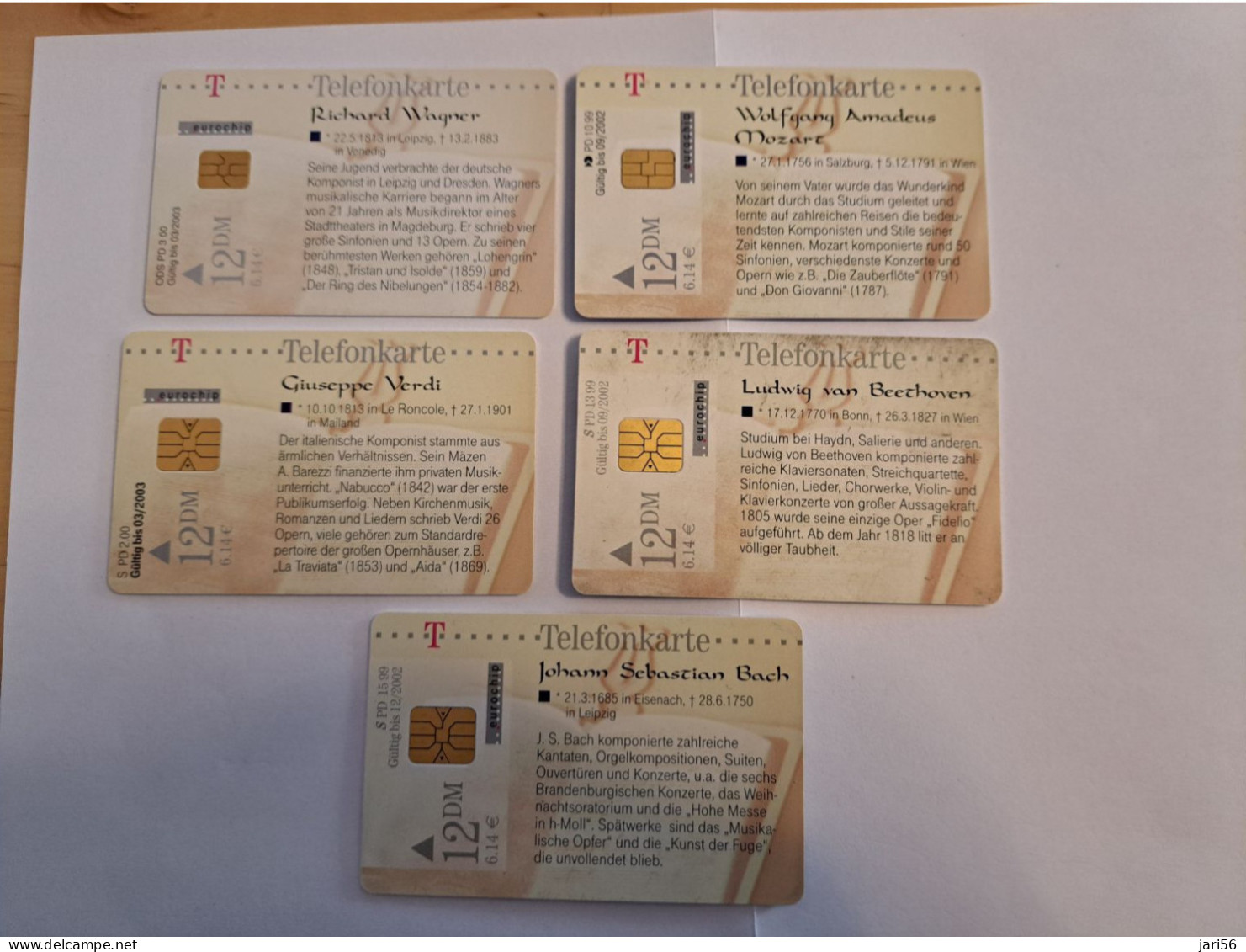 DUITSLAND/ GERMANY  SERIE 5X CHIPCARD  COMPONISTEN / WAGNER/BEETHOVEN/VERDI/MOZART/BACH /  USED    **16176** - K-Reeksen : Reeks Klanten