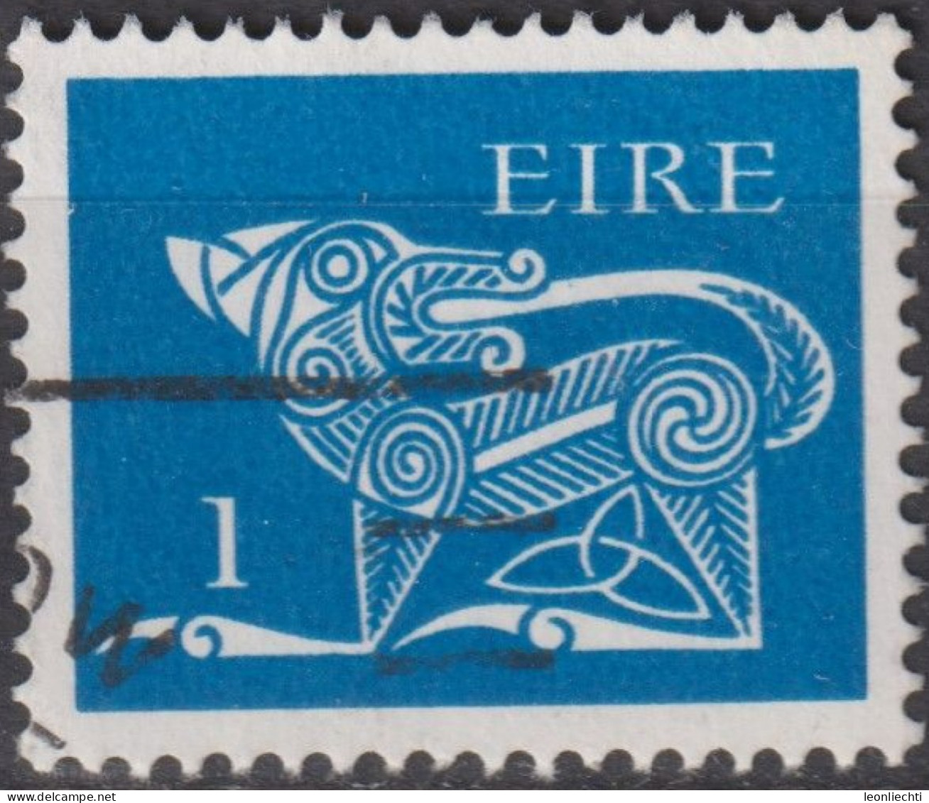 1971 Republik Irland ° Mi:IE 251XA, Sn:IE 291, Yt:IE 253, Stylised Dog, 7th Century Brooch, Early Irish Art 1971-75 - Usati