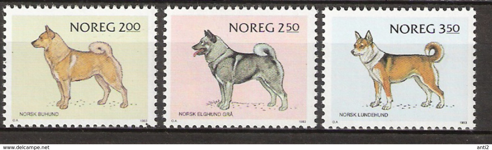 Norge Norway 1983 Norwegian Dog Breeds.  Mi 878-880, MNH(**) - Nuevos