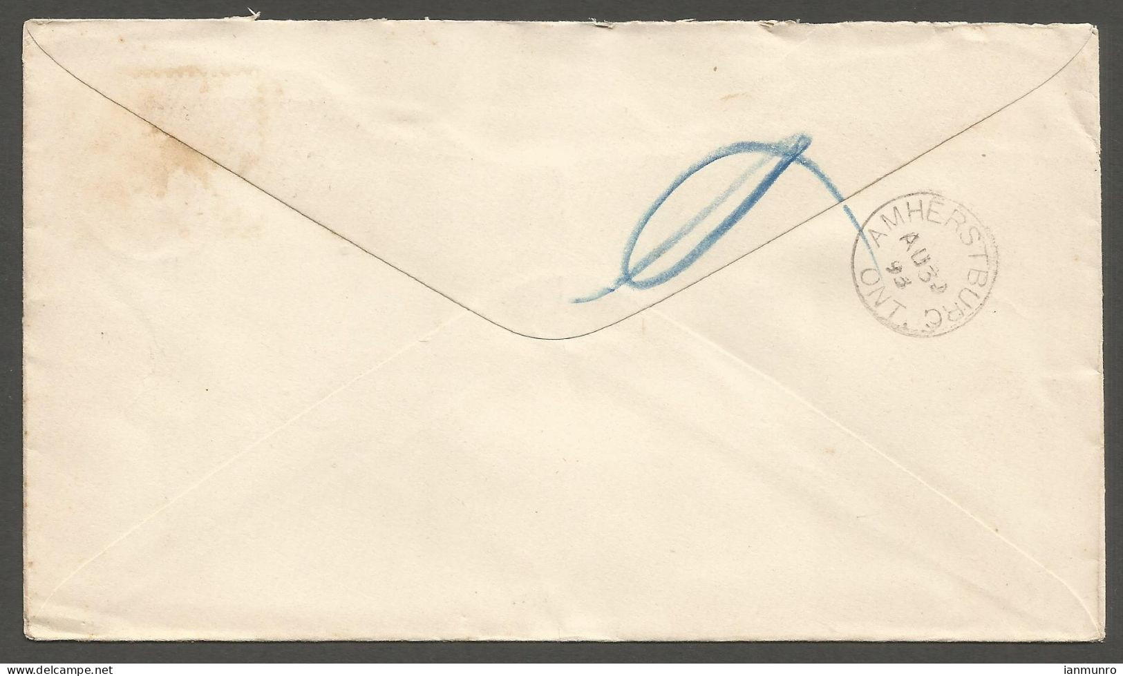 1898 Canadian Bank Of Commerce Corner Cover 3c Numeral CDS Berlin Ontario To Amhurst - Postal History