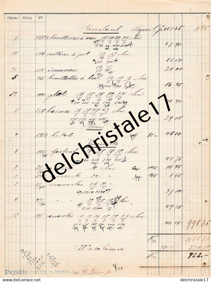 96 0659 ANNWEILER PALATINAT ALLEMAGNE 1913 Emaillerie ANNWEILER Succ Les Fils De François ULLRICH  à SUEUR PLUVINAGE - 1900 – 1949