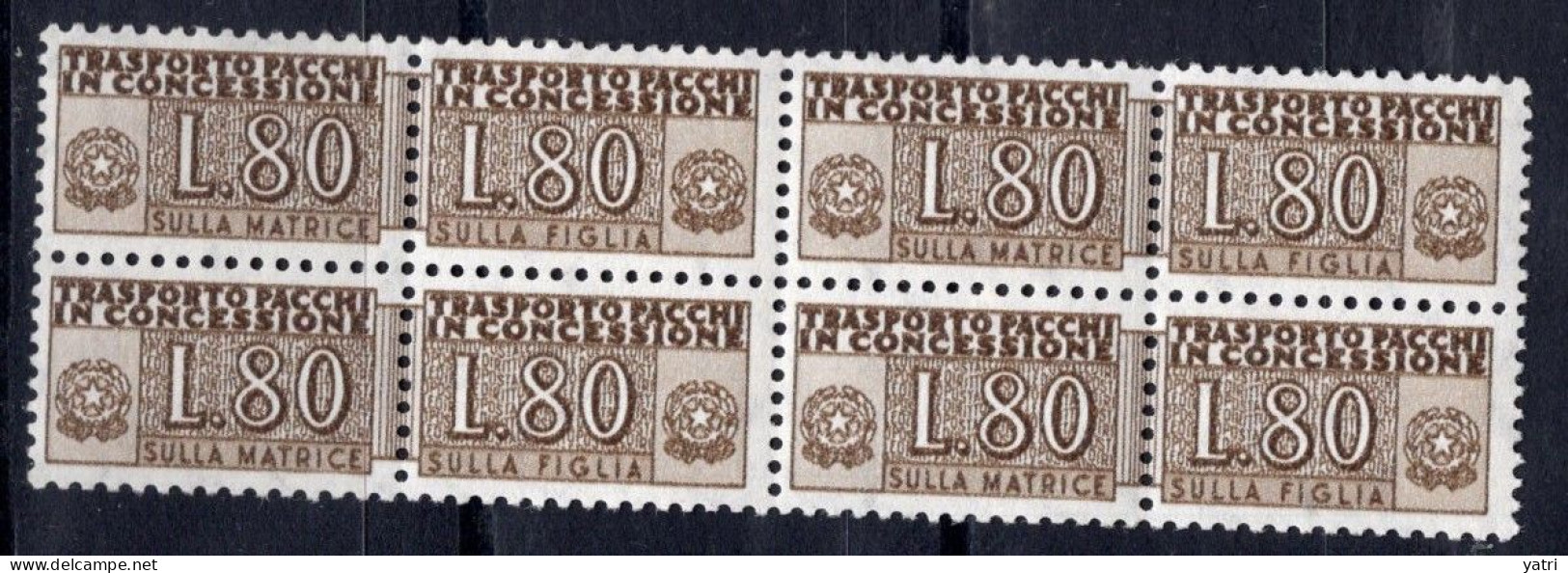 Italia (1955) - Pacchi In Concessione, 80 Lire Fil. Stelle 4° Tipo, Gomma Arabica, Sass. 10/II ** - Consigned Parcels