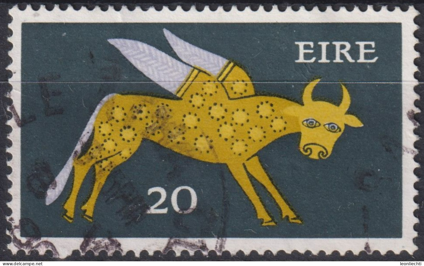 1974 Republik Irland ° Mi:IE 263ZA, Sn:IE 357, Yt:IE 322A, Winged Ox, 8th Century, Early Irish Art 1974-83 - Used Stamps