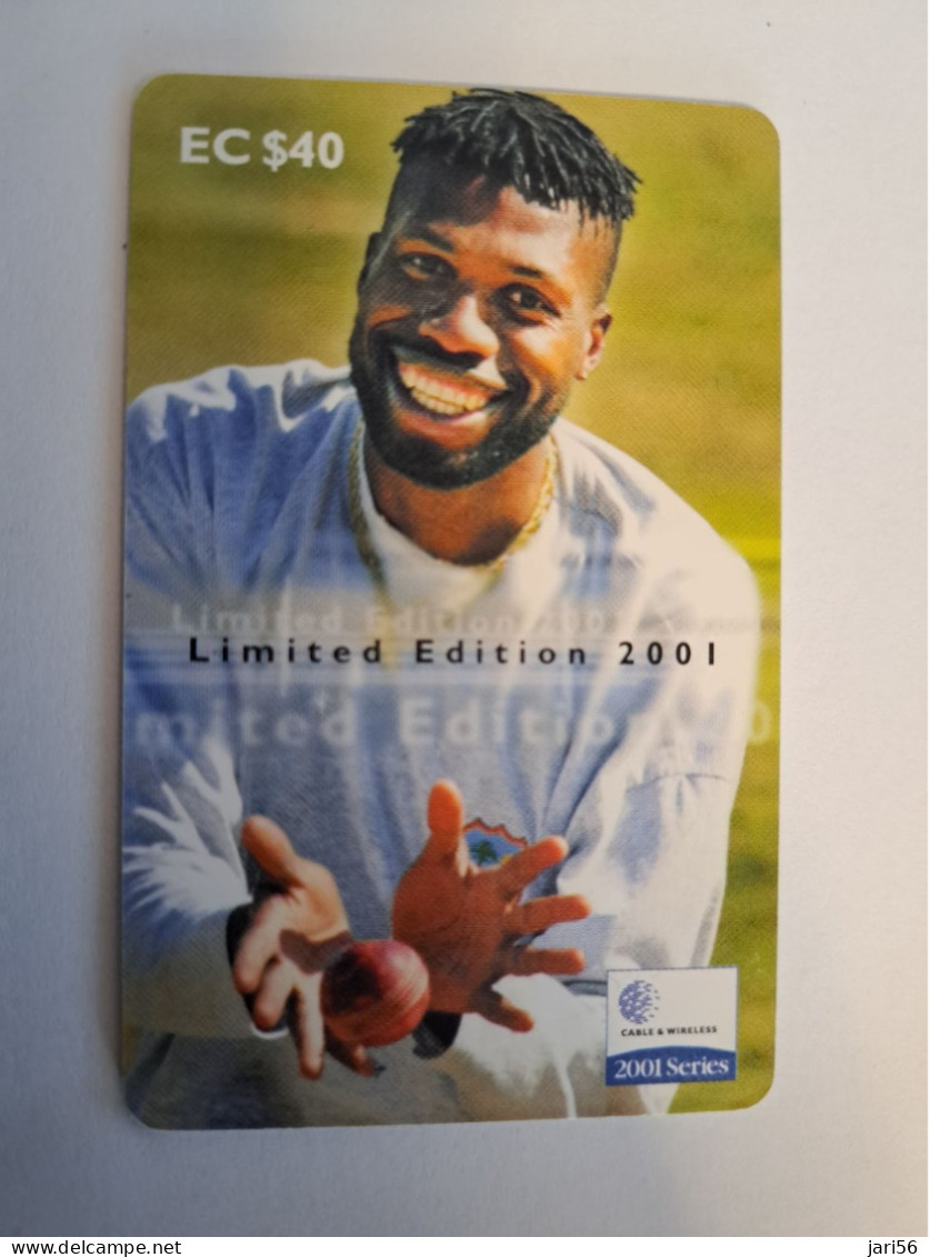 ANTIGUA  $40,- CHIPCARD  CURTLEY AMBROSE  LIMITED EDITION 2001/  QRICKET    Fine Used Card  ** 16186 ** - Antigua En Barbuda