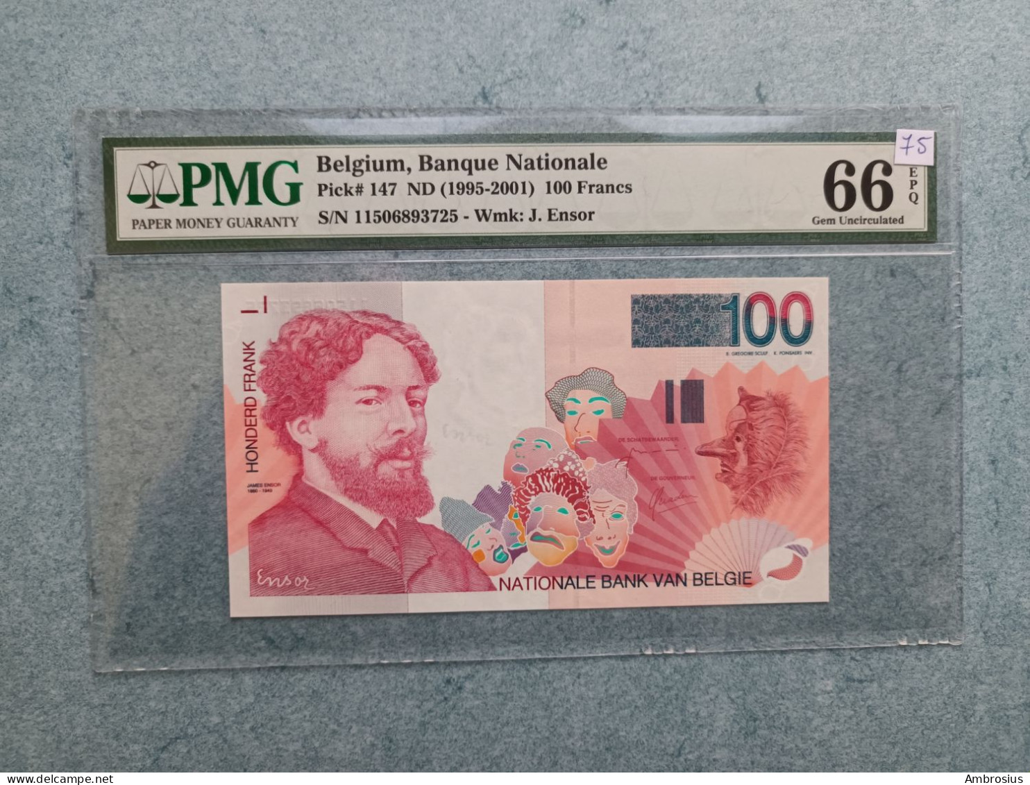 Belgium # P147#PMG 66# 100 Francs James Ensor - 100 Francos