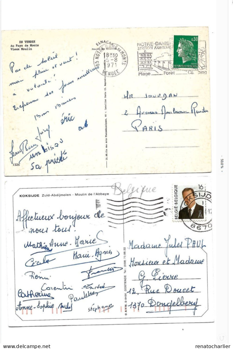 Lot De 8 Cartes Postales "Moulins à Vent". - Collections & Lots