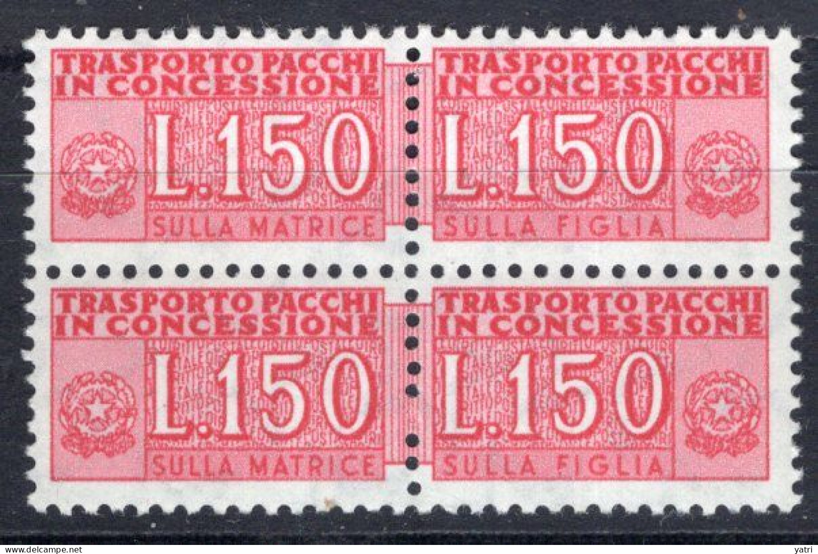 Italia (1966) - Pacchi In Concessione, 150 Lire Fil. Stelle 4° Tipo, Gomma Vinilica, Sass. 16 ** - Consigned Parcels