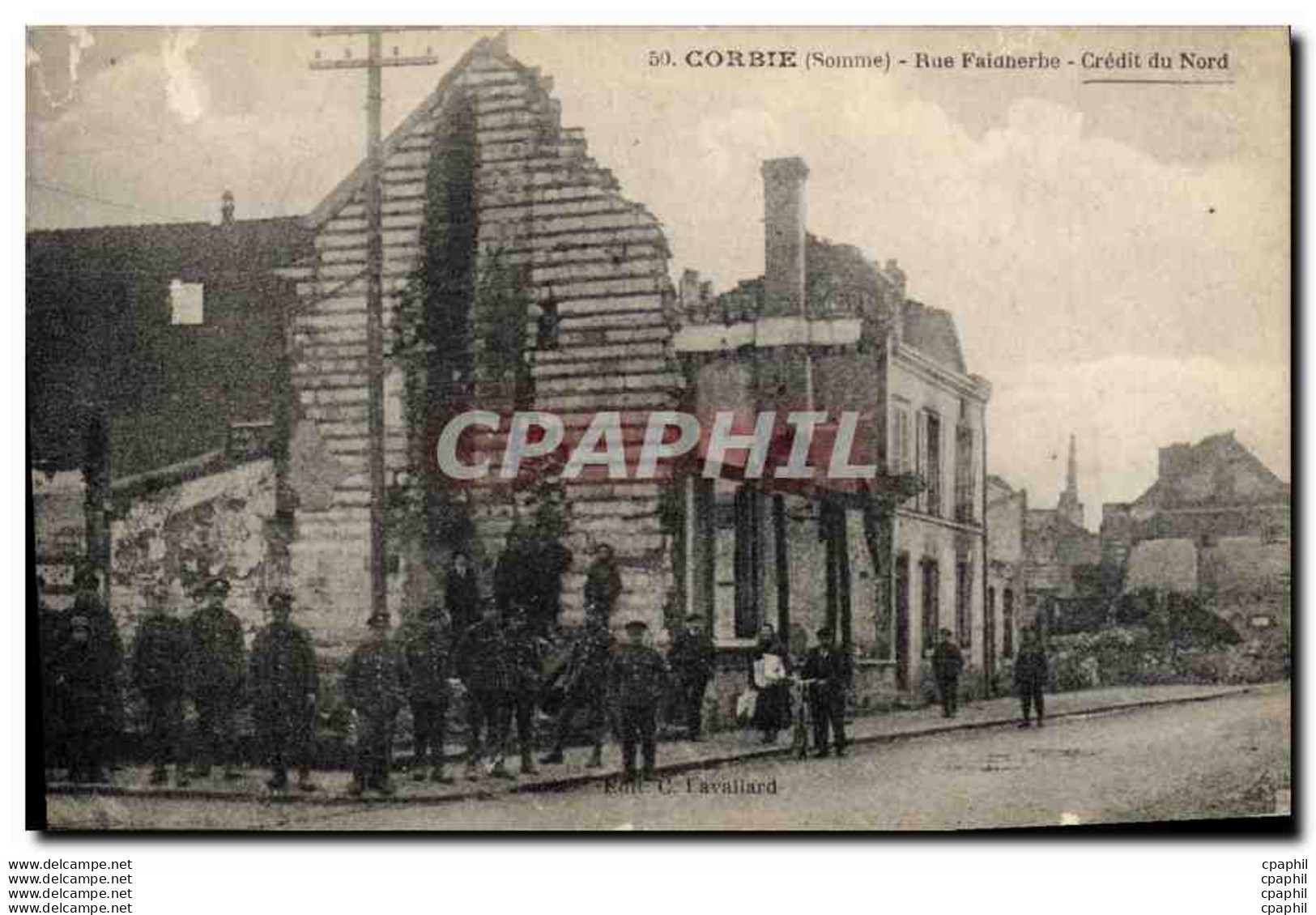 CPA Banque Corbie Rue Faidherbe Credit Du Nord Militaria - Banques