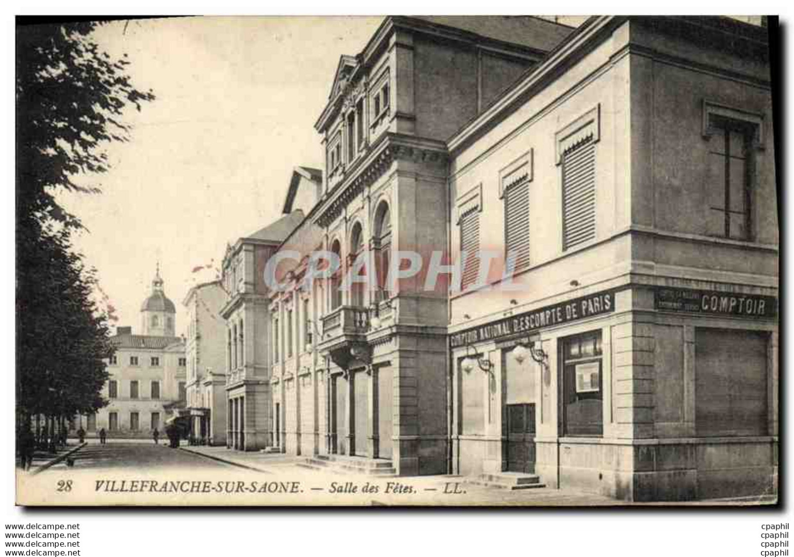 VINTAGE POSTCARD Villefranche Bank On The Saone Village Hall� - Banken