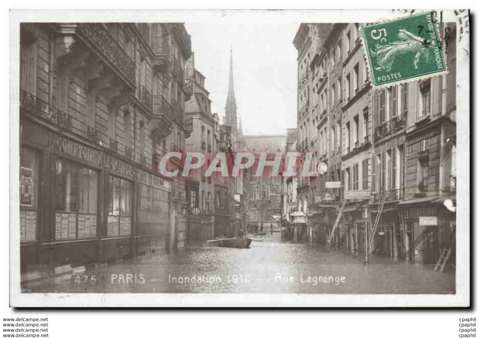 CPA Banque Paris Inondations 1910 Rue Lagrange - Banques