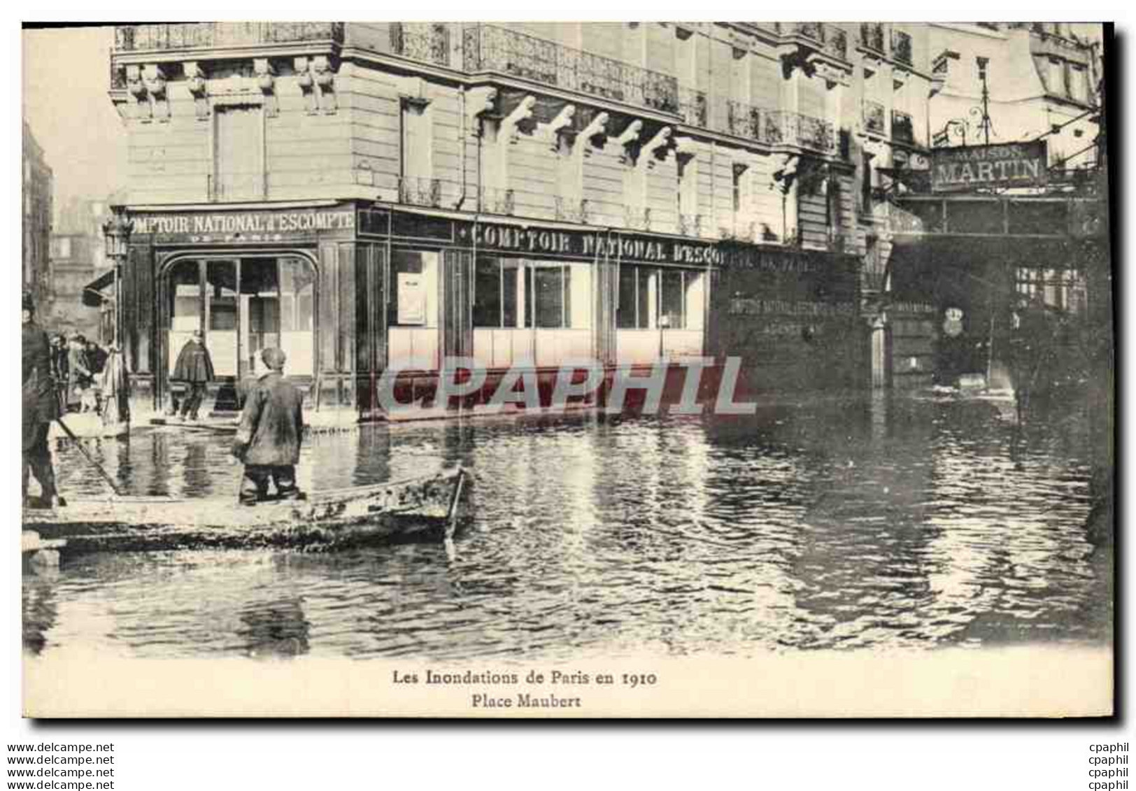 CPA Banque Les Inondations De Paris En 1910 Place Maubert Comptoir D&#39Escompte - Banques