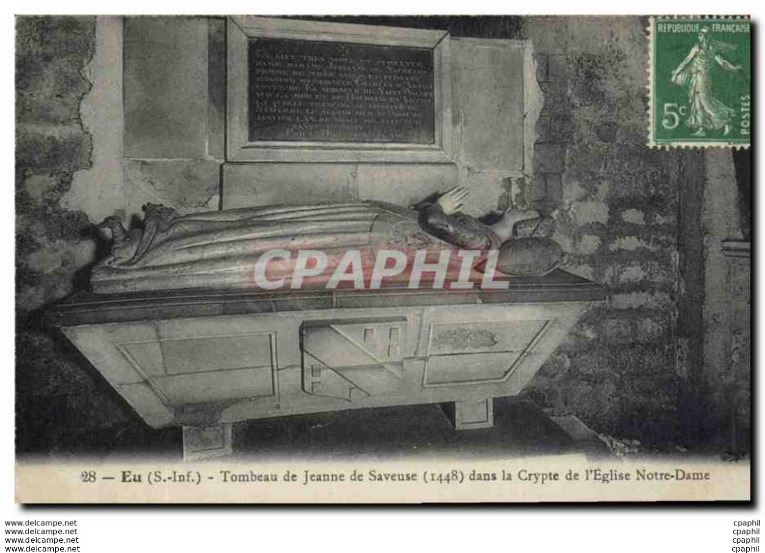 CPA Mort Eu Tombeau De Jeanne La Saveuse Dans La Crypte De L&#39eglise Notre Dame - Funérailles