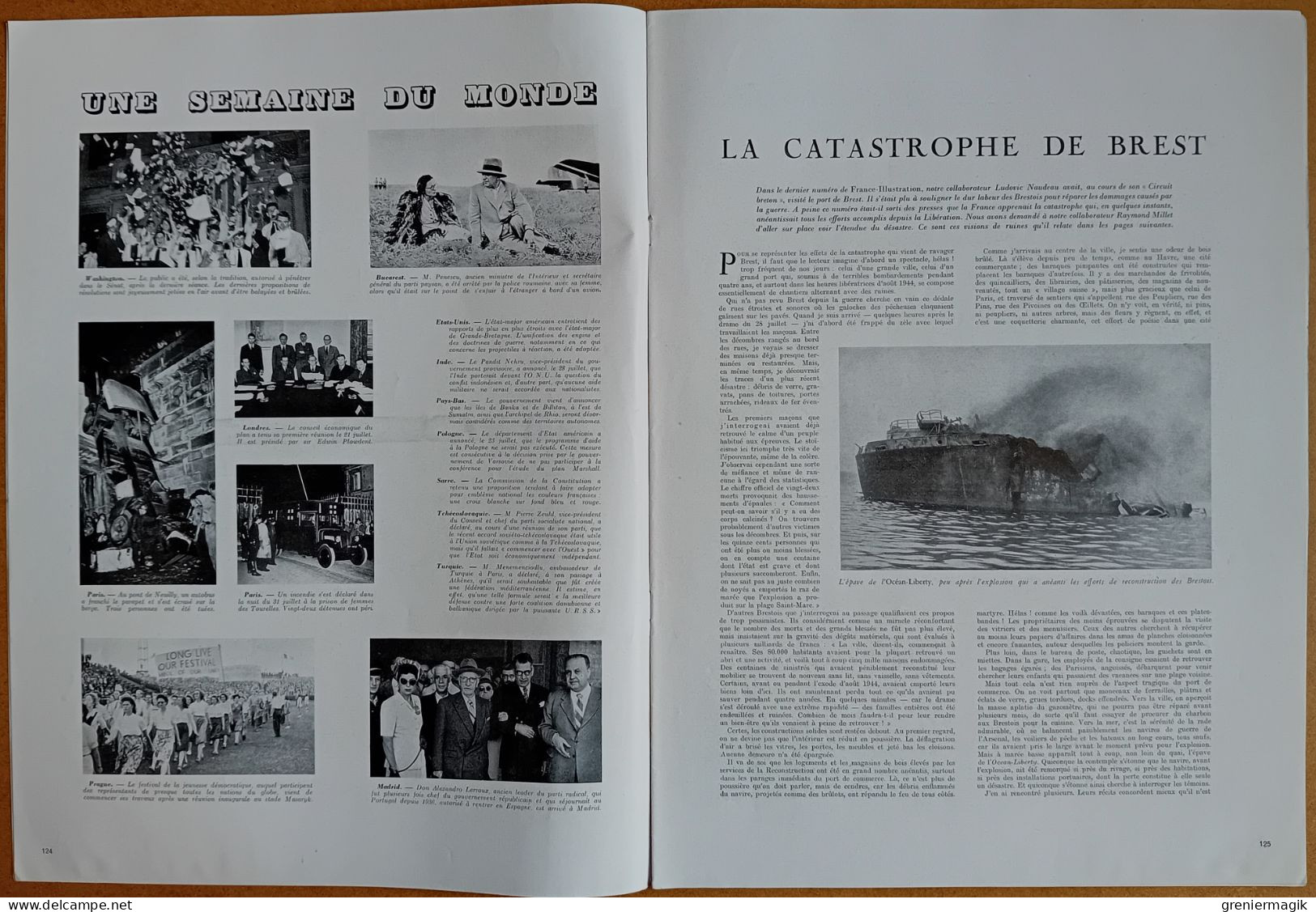 France Illustration N°97 09/08/1947 Catastrophe De Brest/Indonésie/Palestine Exodus-1947/Guides De Haute Montagne - Informations Générales