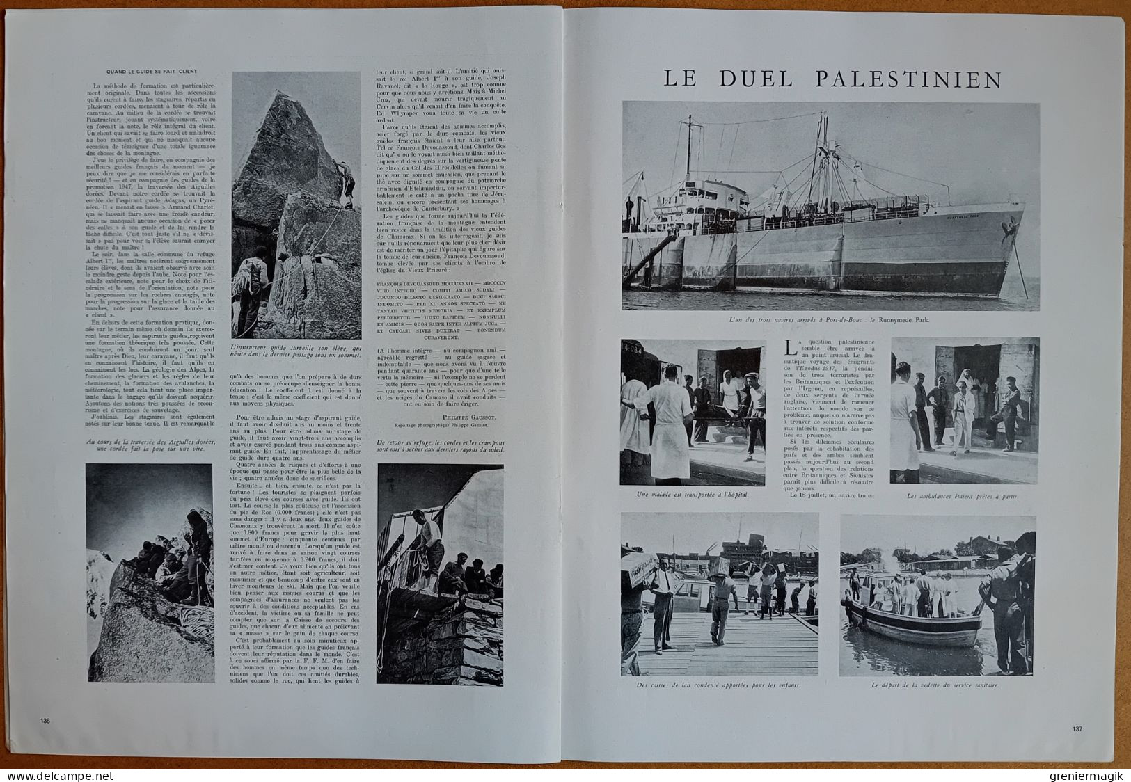 France Illustration N°97 09/08/1947 Catastrophe de Brest/Indonésie/Palestine Exodus-1947/Guides de haute montagne