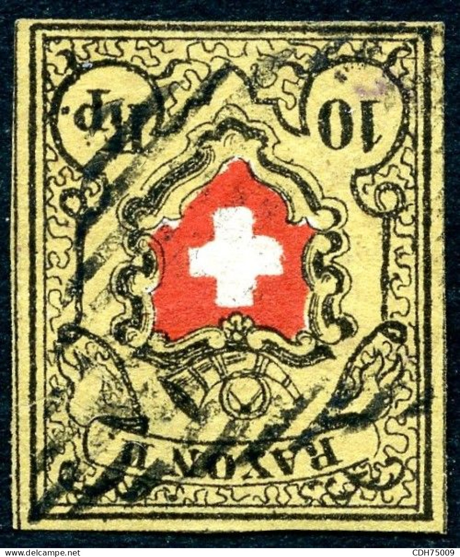 SUISSE - Z 16 II 10 RAPPEN CROIX NON ENCADREE STEIN A2 POSITION 2 - OBLITERE - CERTIFICAT ED. ESTOPPEY - 1843-1852 Timbres Cantonaux Et  Fédéraux