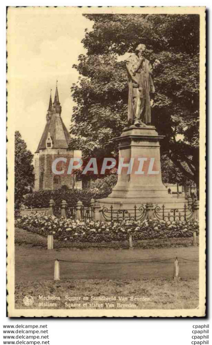 CPM Malines Square Et Statue Van Beneden - Machelen