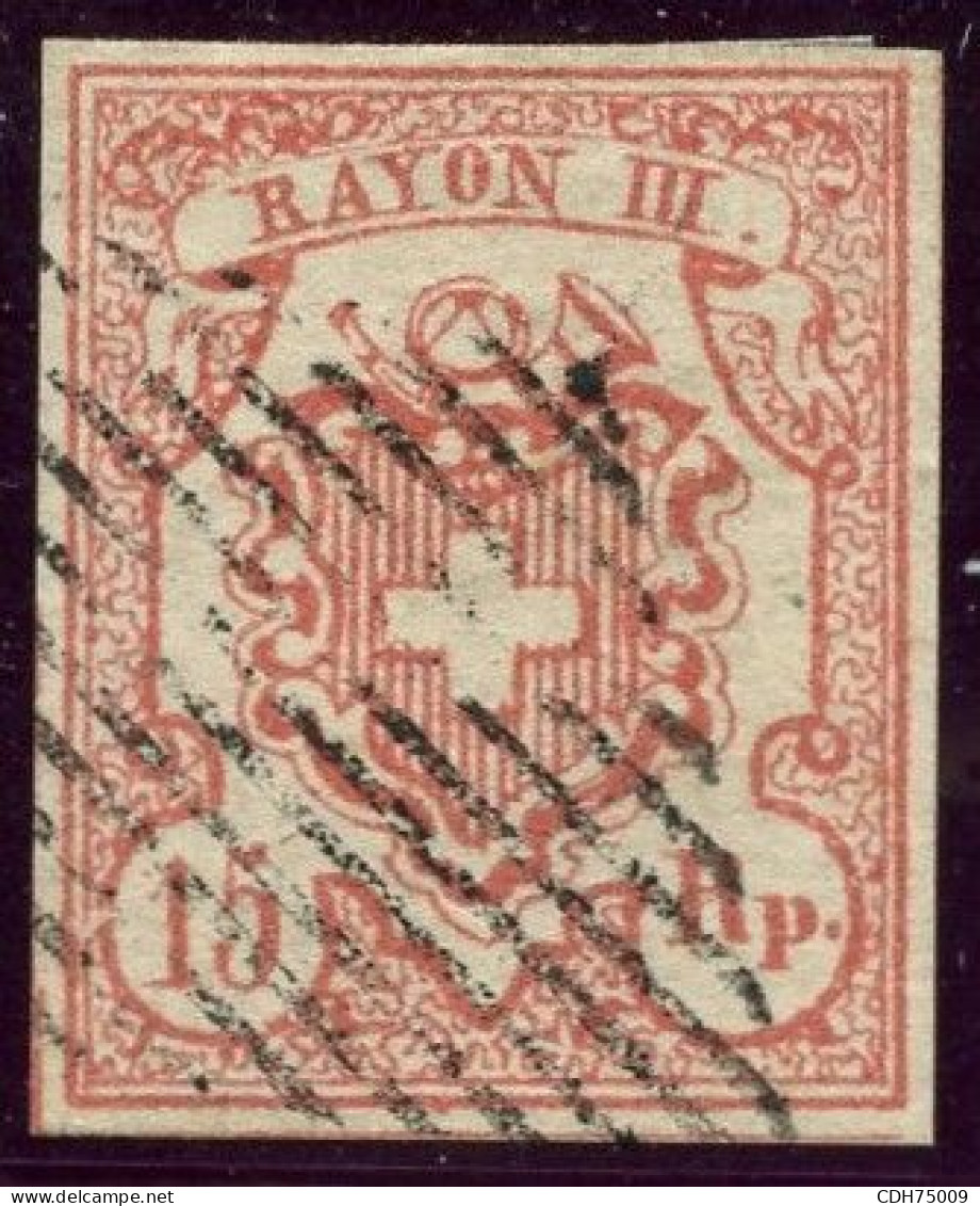 SUISSE - Z 20 15 RAPPEN GROS CHIFFRE POSITION 3 - OBLITERE - 1843-1852 Correos Federales Y Cantonales