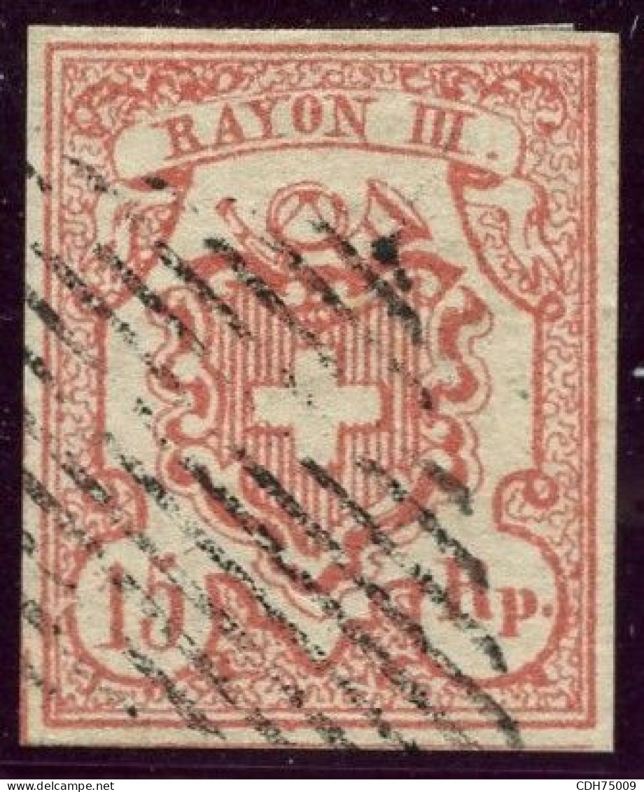 SUISSE - Z 20 15 RAPPEN GROS CHIFFRE POSITION 3 - OBLITERE - 1843-1852 Poste Federali E Cantonali