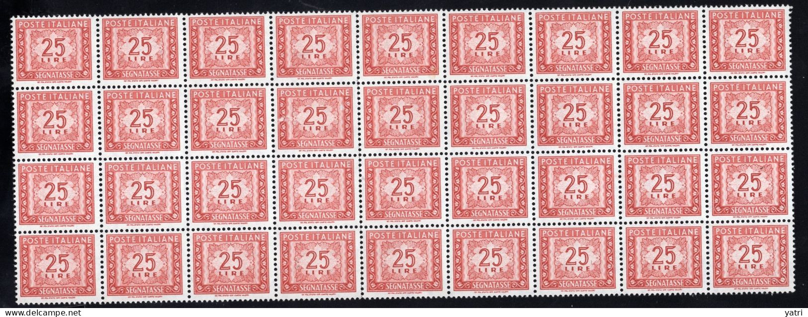 Italia (1962) - Segnatasse, 25 Lire Fil. Stelle 4° Tipo, Gomma Arabica, Sass. 115/II ** - Postage Due