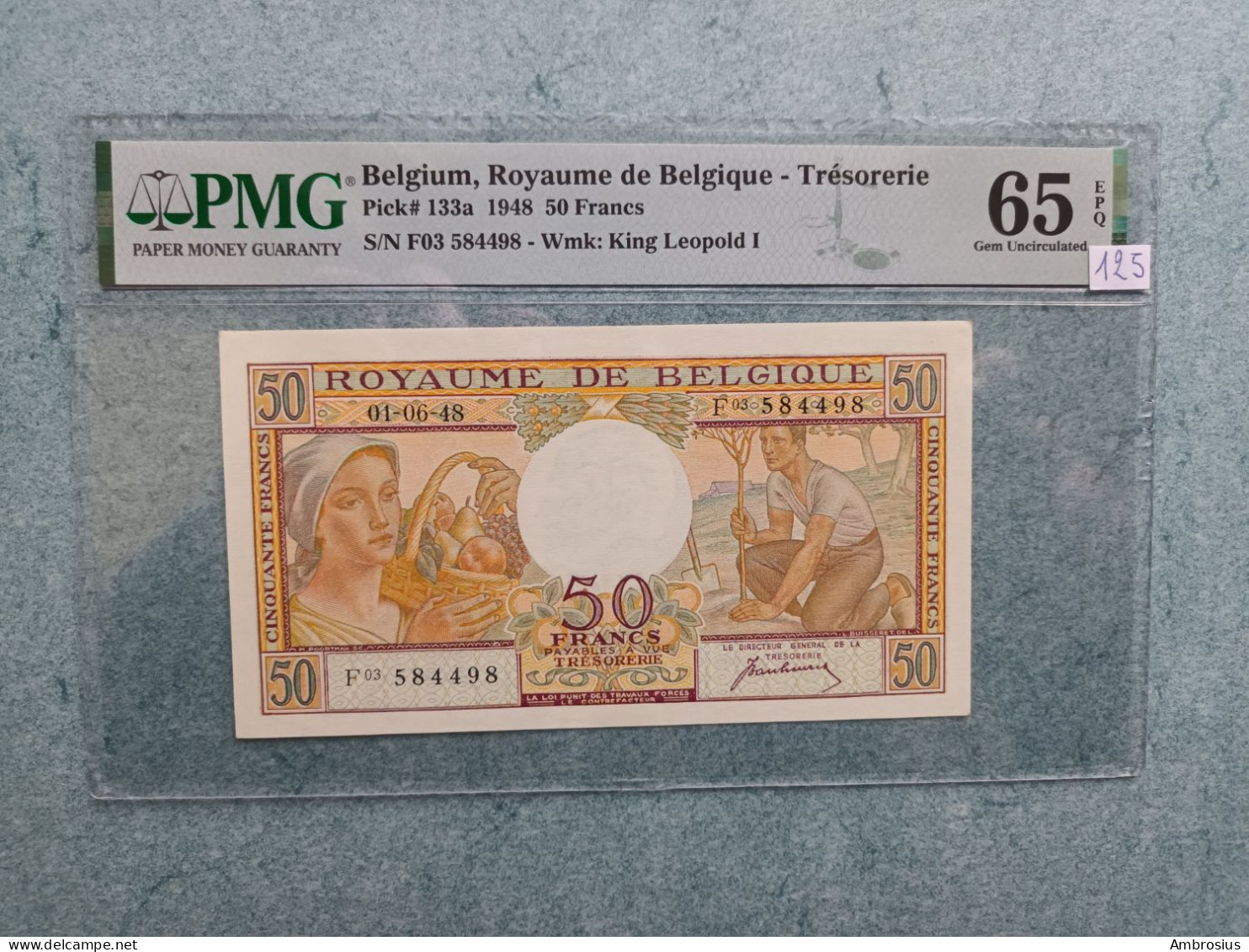 Royaume De Belgique 50 Francs 1948 Gem Uncirculated Pmg 65 EPQ - Other & Unclassified