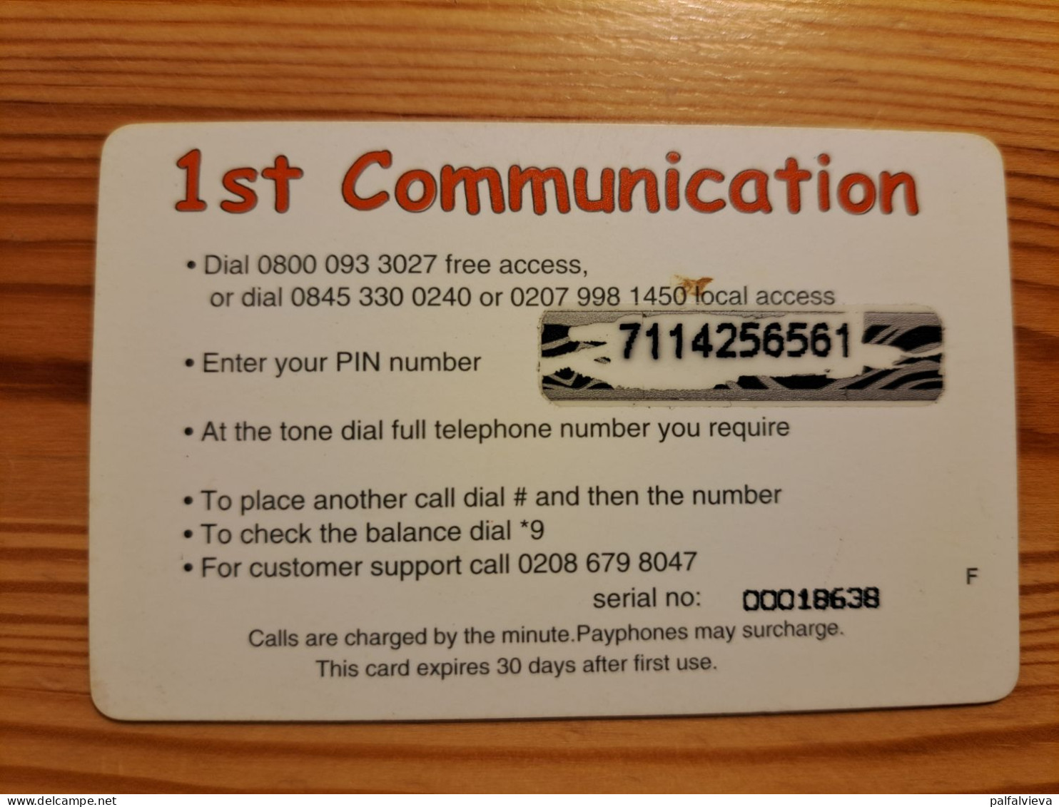 Prepaid Phonecard United Kingdom, 1st Communication - Emissions Entreprises