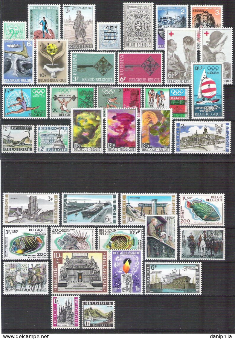 BELGIQUE Annee Complete 1968** 39 Valeurs**  C.O.B. = 19,55 Euro - Années Complètes