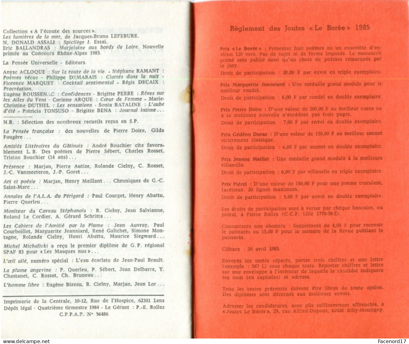 Le Borée Revue Indépendante Internationale N°160 1984 - Autores Franceses