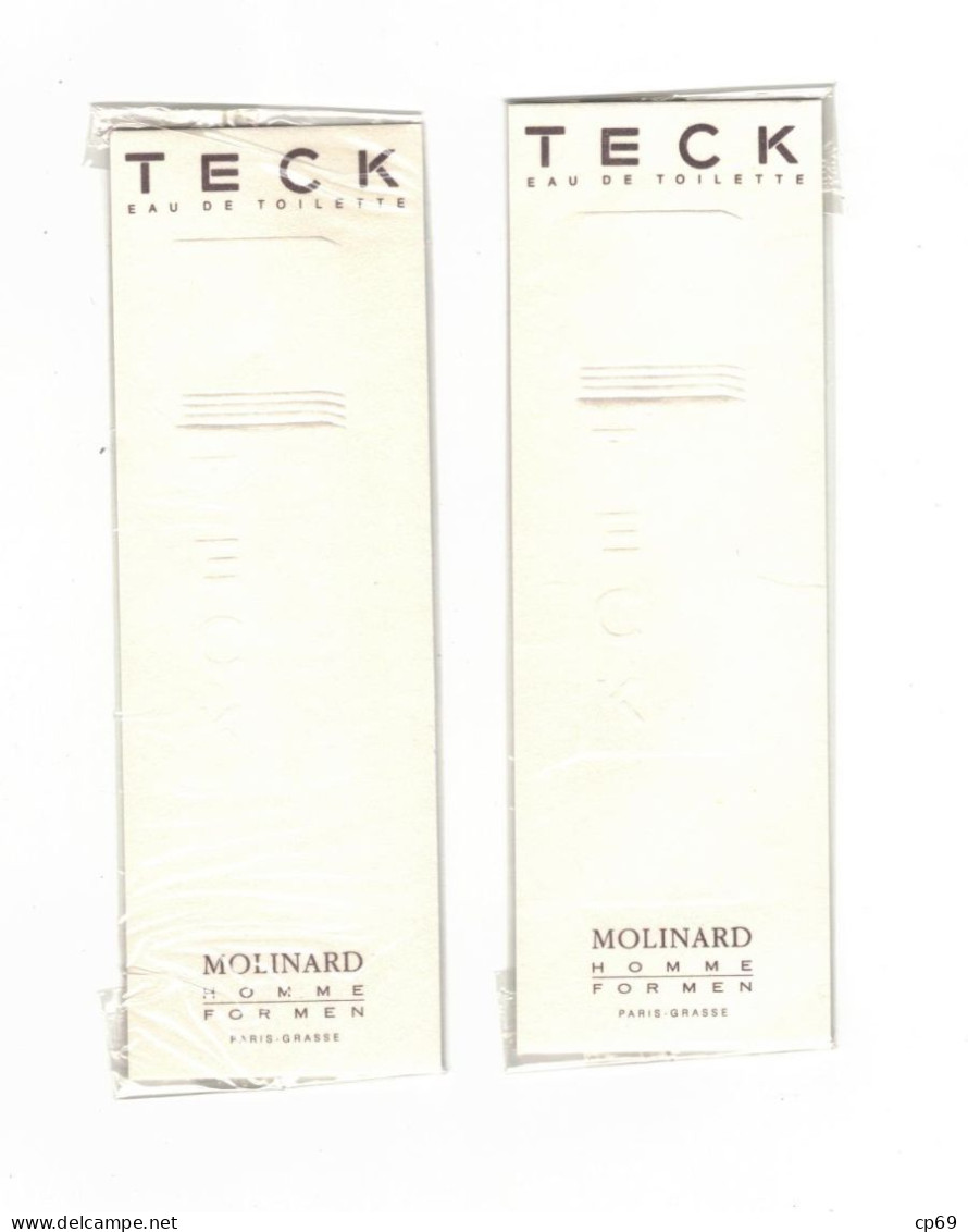 2 Cartes Parfumées Neuves Teck Eau De Toilette Molinard Homme/For Men Paris-Grasse En Superbe.Etat - Profumeria Moderna (a Partire Dal 1961)