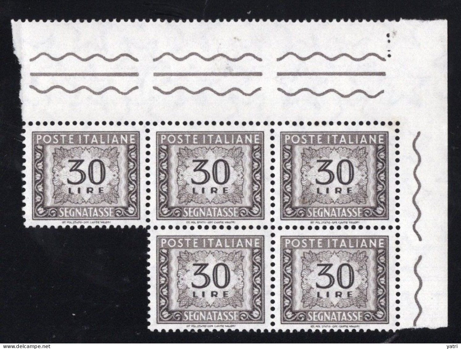 Italia (1962) - Segnatasse, 30 Lire Fil. Stelle 4° Tipo, Gomma Arabica, Sass. 116/II ** - Postage Due