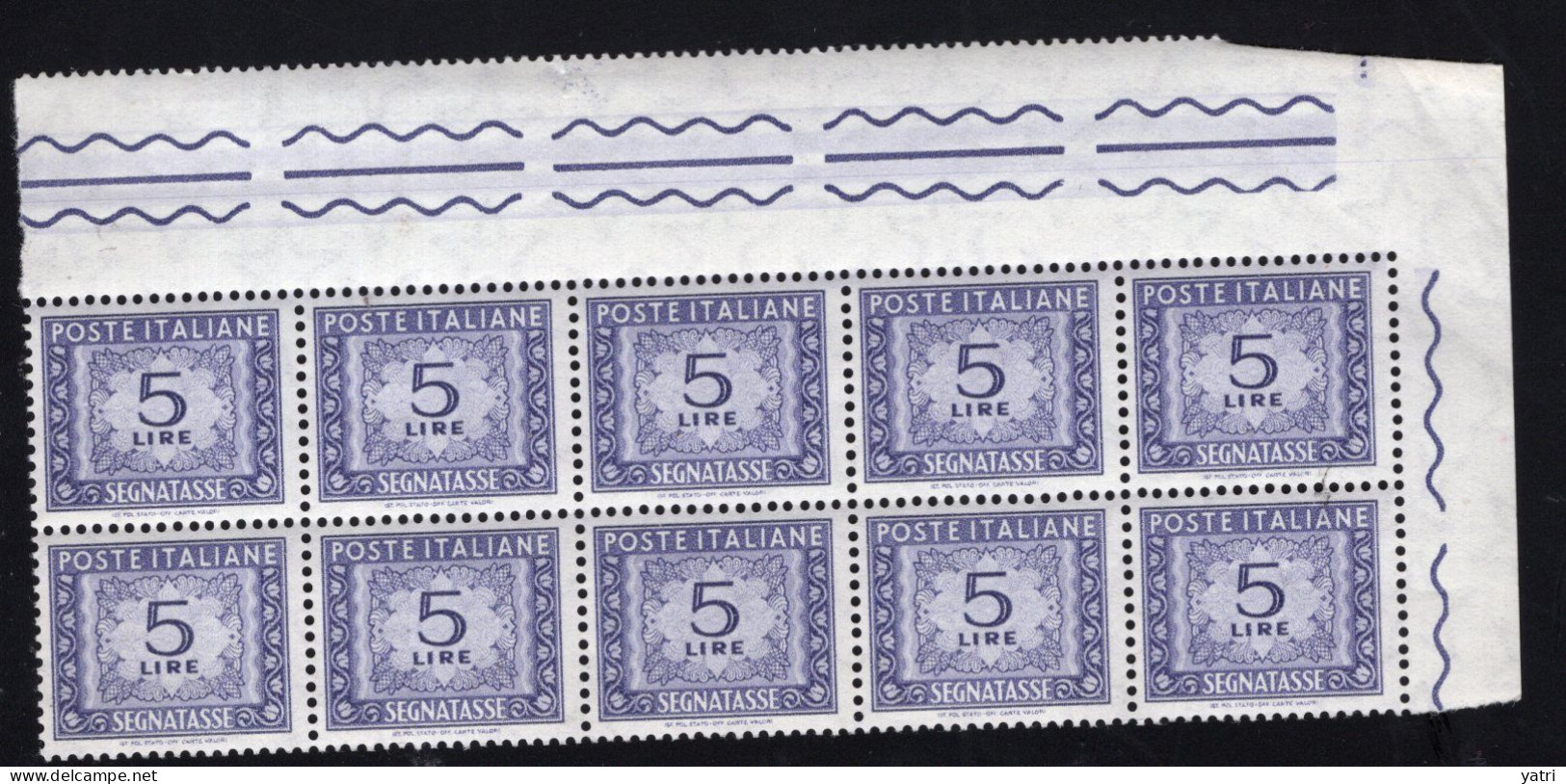 Italia (1962) - Segnatasse, 5 Lire Fil. Stelle 4° Tipo, Gomma Arabica, Sass. 111/II ** - Portomarken
