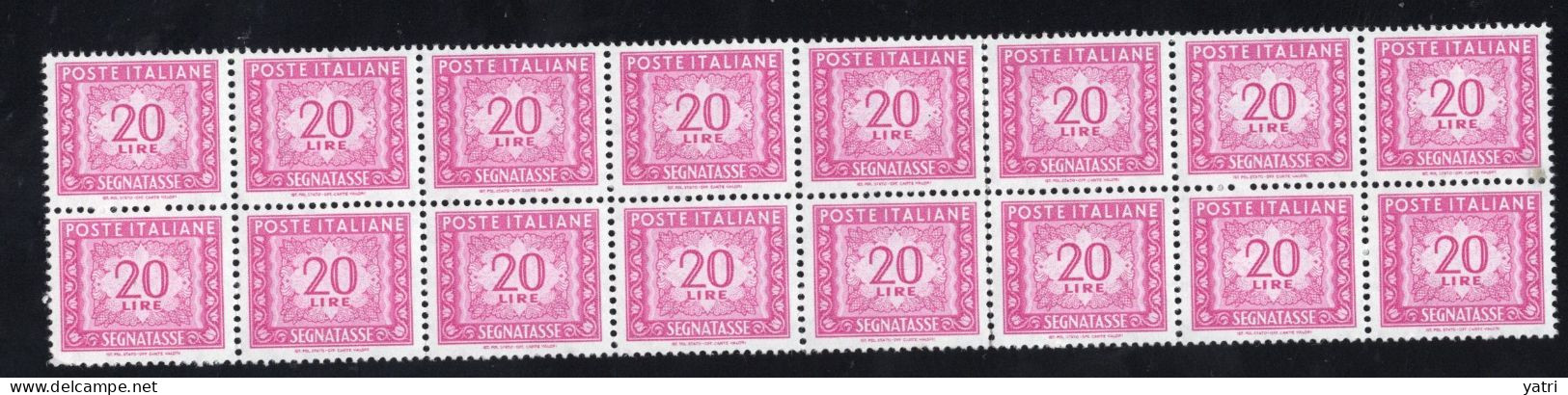 Italia (1962) - Segnatasse, 20 Lire Fil. Stelle 4° Tipo, Gomma Arabica, Sass. 114/II ** - Postage Due