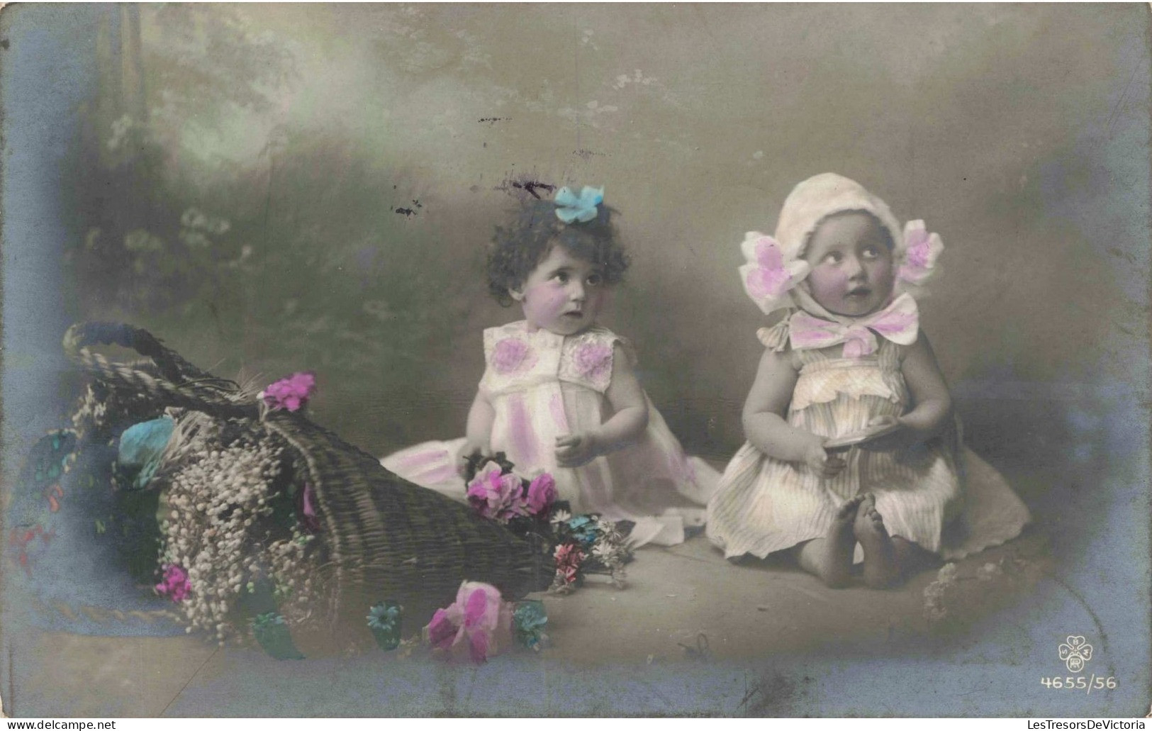 FANTAISIES - Bébés - Robe - Fleurs - Carte Postale Ancienne - Babies