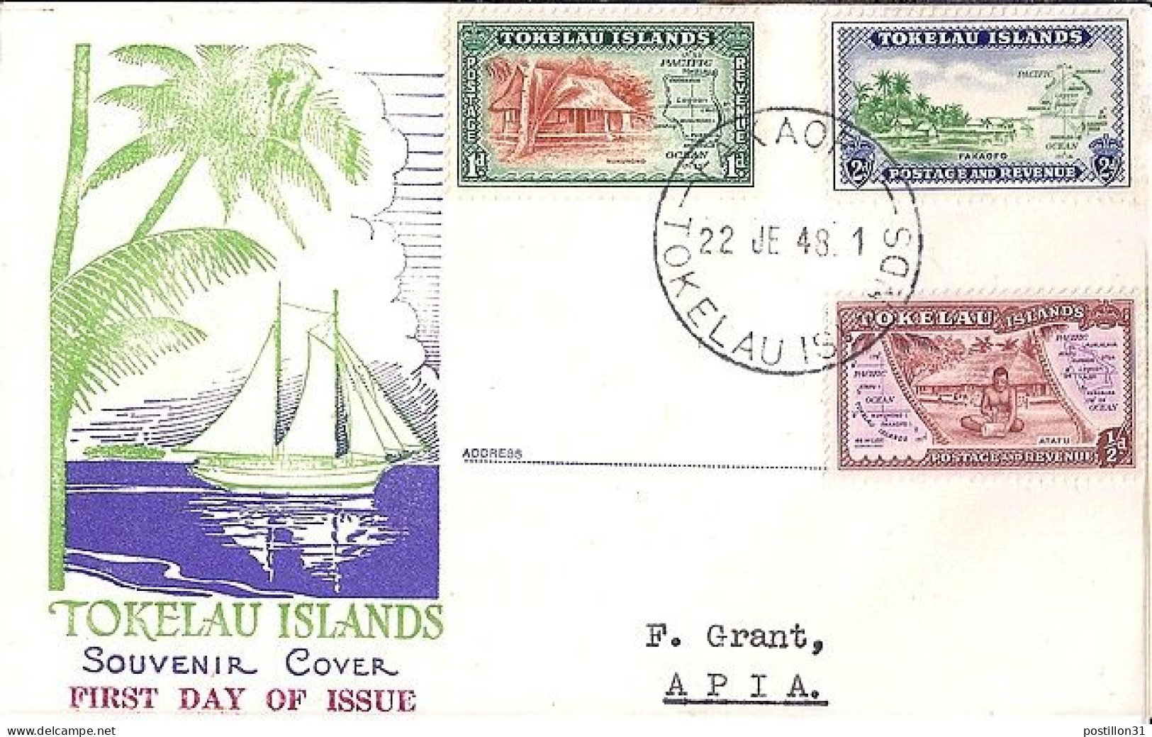 TOKELAU N° 1/2/3 S/L. DE FAKAOFO/22.1.48  - Tokelau