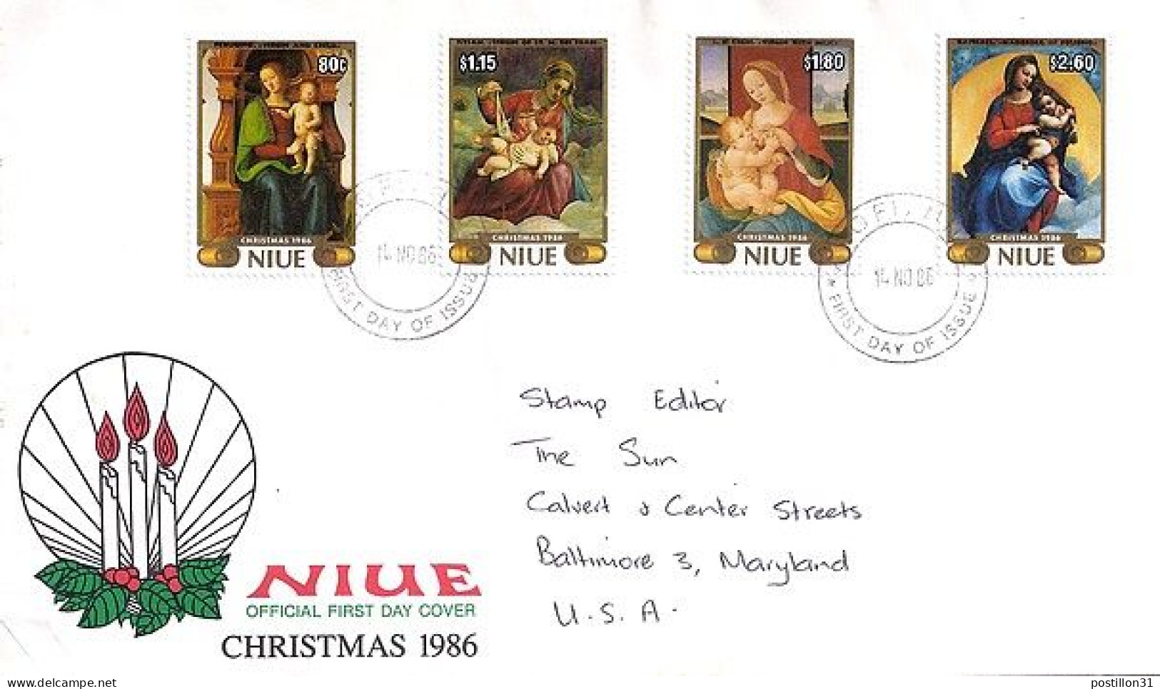 NIUE N° 508/509/510/511 S/L. DU 14.11.86 POUR LES USA - Niue