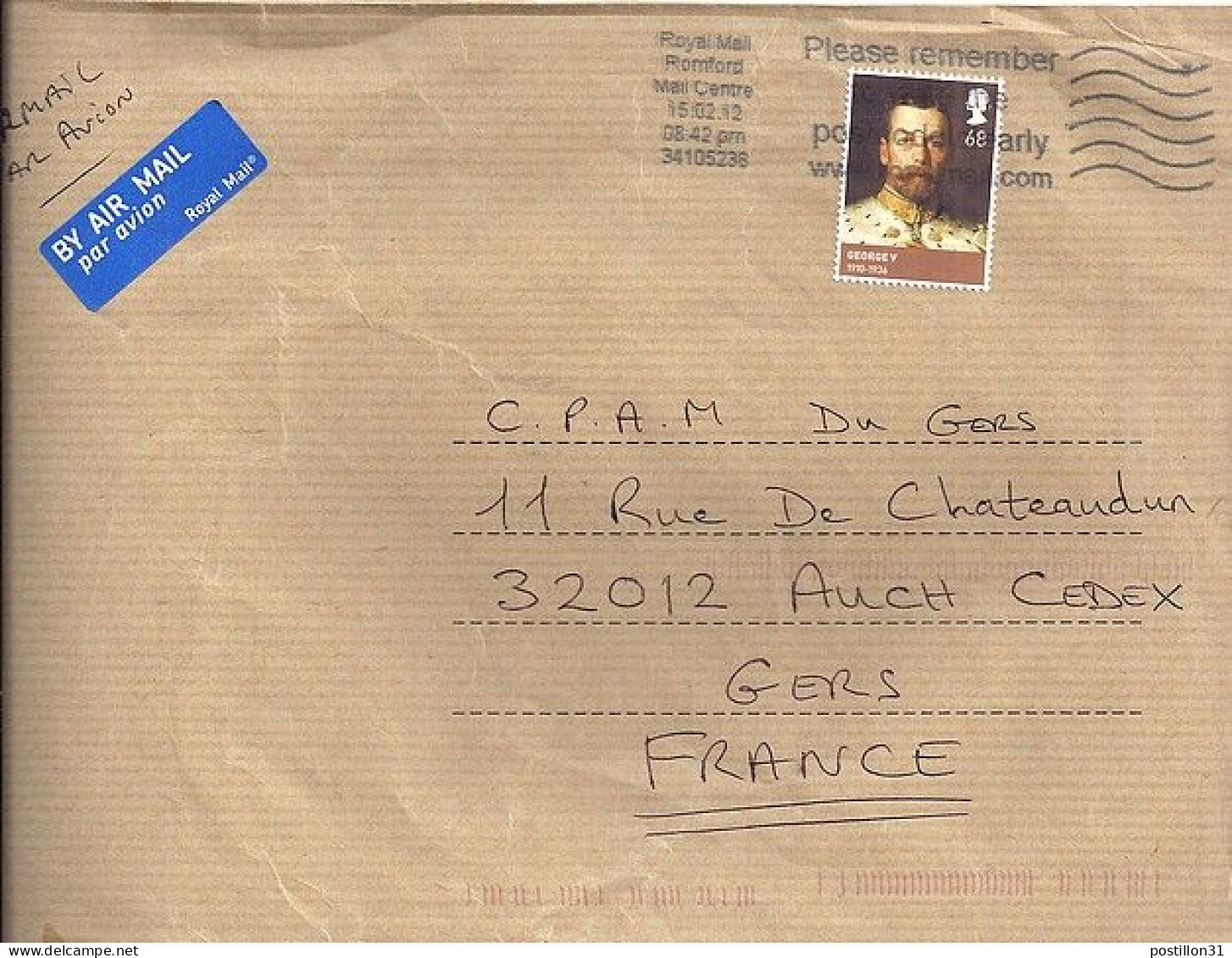 GRANDE BRETAGNE N° S/L DE LONDRES/15.2.12 POUR LA FRANCE - Storia Postale