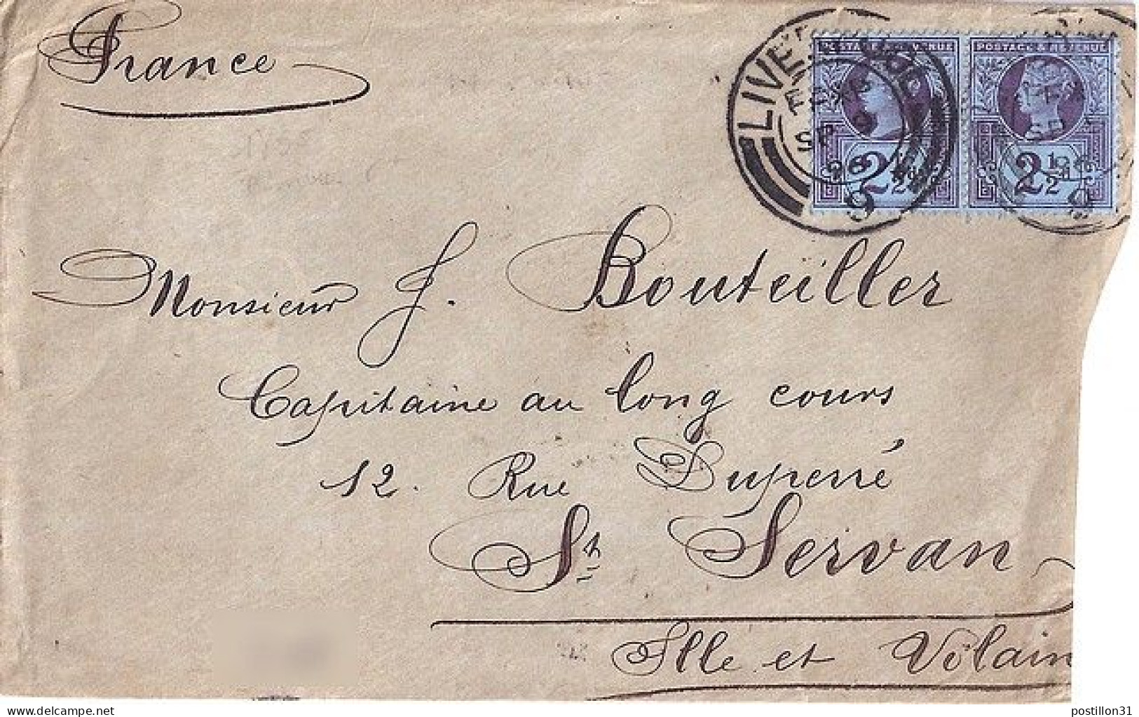 GRANDE BRETAGNE N° 95x2 S/L. DE LIVERPOOL/9.9.96 POUR LA FRANCE - Briefe U. Dokumente
