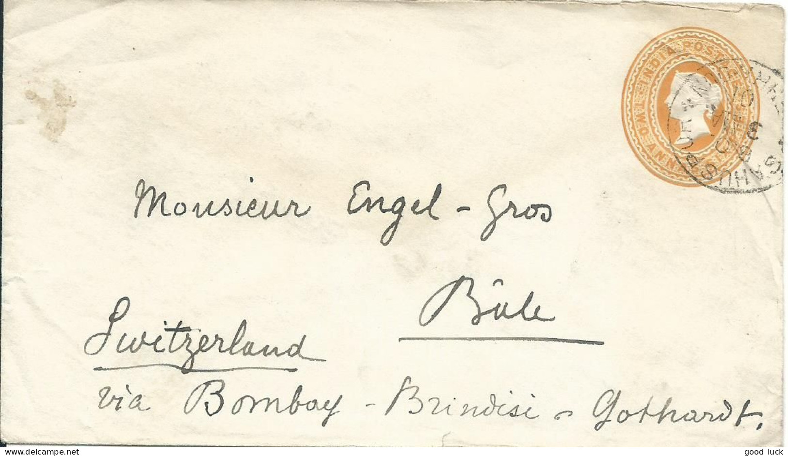 INDE LETTRE/ENTIER  2A PUDUKOTAH POUR BALE ( SUISSE ) DE 1901 LETTRE COVER - Briefe