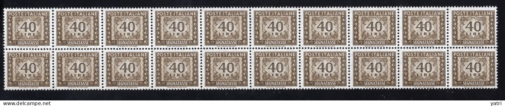 Italia (1962) - Segnatasse, 40 Lire Fil. Stelle 4° Tipo, Gomma Arabica, Sass. 117/II ** - Postage Due