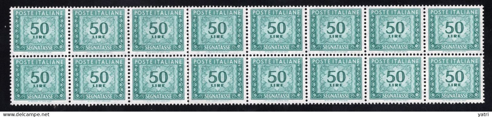 Italia (1962) - Segnatasse, 50 Lire Fil. Stelle 4° Tipo, Gomma Arabica, Sass. 118/II ** - Segnatasse
