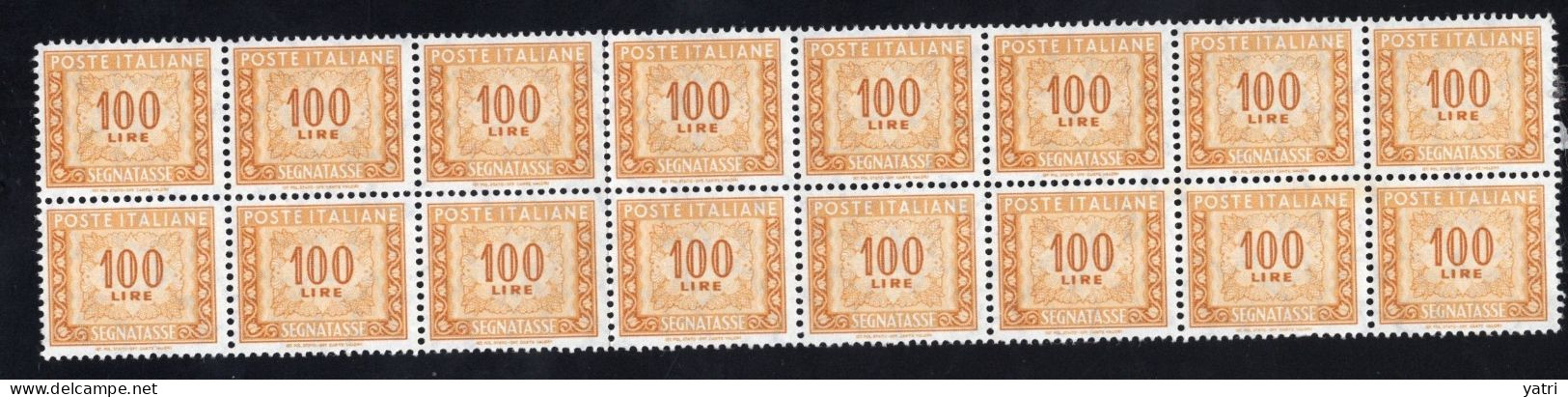 Italia (1962) - Segnatasse, 100 Lire Fil. Stelle 4° Tipo, Gomma Arabica, Sass. 119/II ** - Postage Due