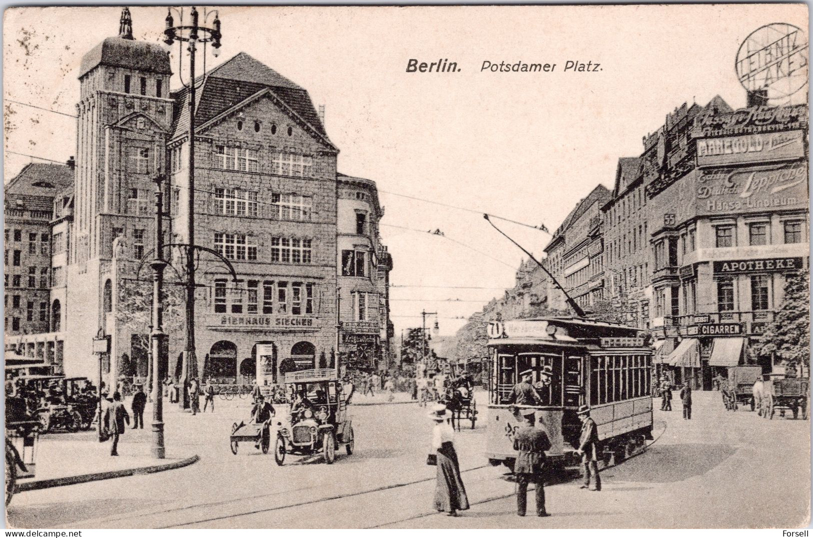 Berlin Potsdamer Platz (Strassenbahn / Tram) (Stempel: Berlin C 1919 , Nach Frankreich) - Tiergarten