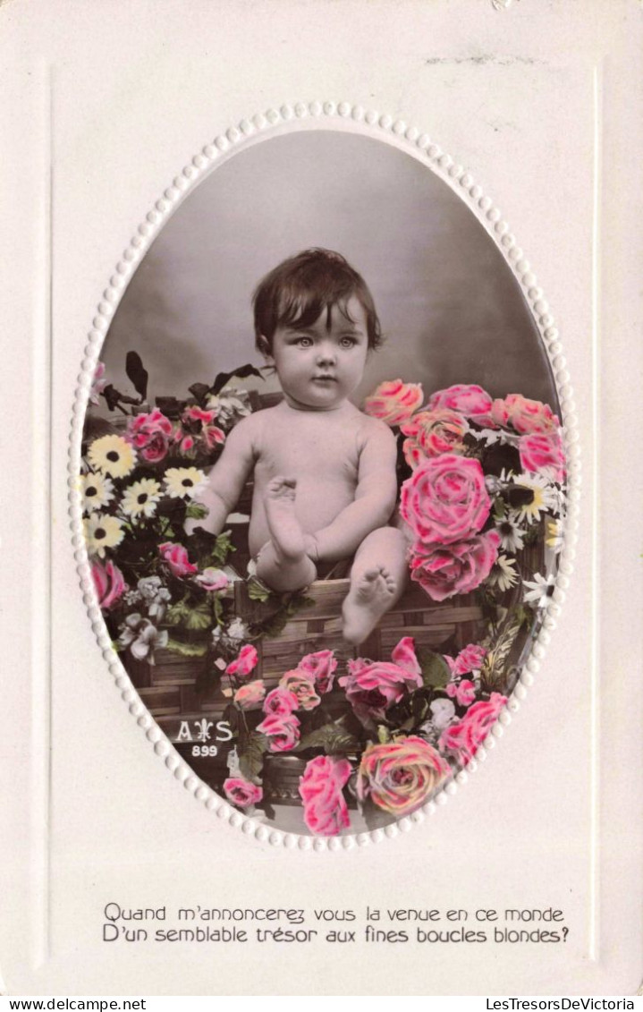 FANTAISIES - Bébés - Fleurs - Portrait - Carte Postale Ancienne - Bébés