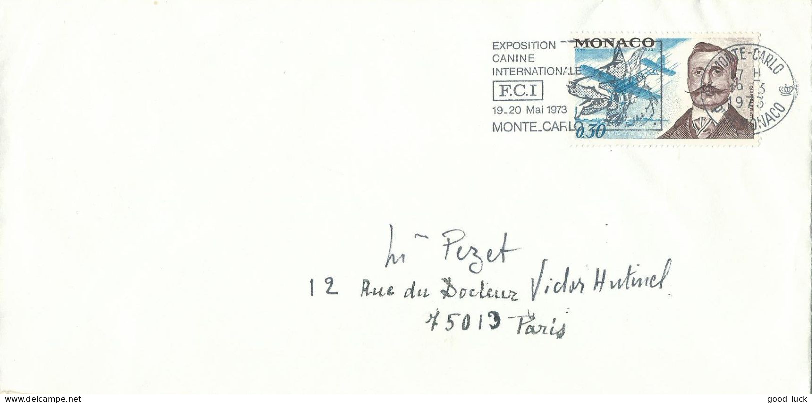 MONACO LETTRE 30c MONTE CARLO POUR PARIS DE 1973 LETTRE COVER - Storia Postale